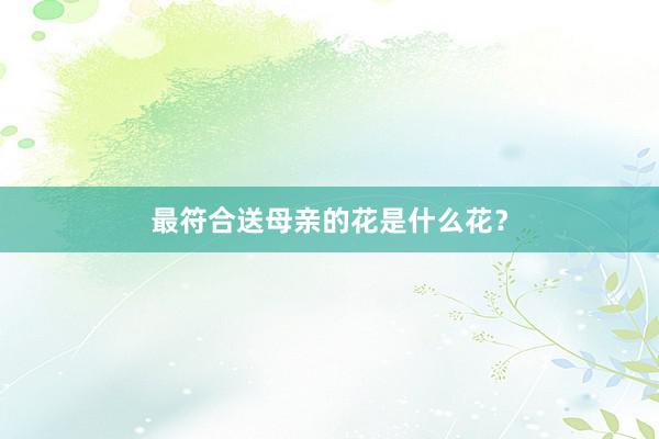 最符合送母亲的花是什么花？